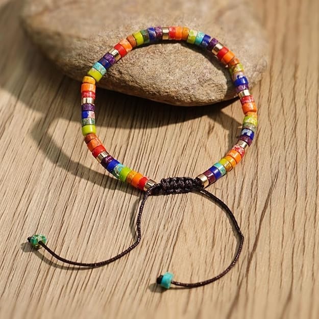 Genuine 7 Chakra Bracelet Natural Gemstone Healing Reiki Meditation Jewelry Gift