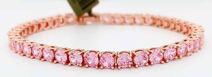 LAB CREATED 14.76 Cts PINK SAPPHIRE BRACELET 14K ROSE GOLD PLATED – New With Tag