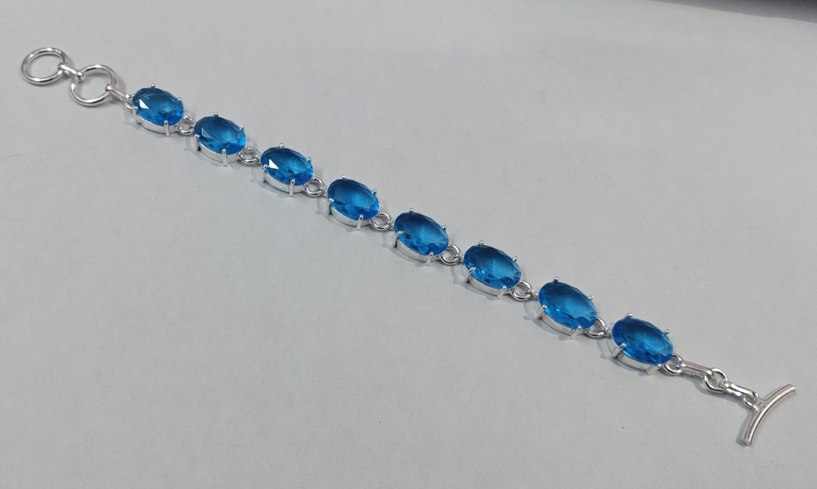 Free shipping Huge Faceted Bluetopaz Stone Handmade Bracelet