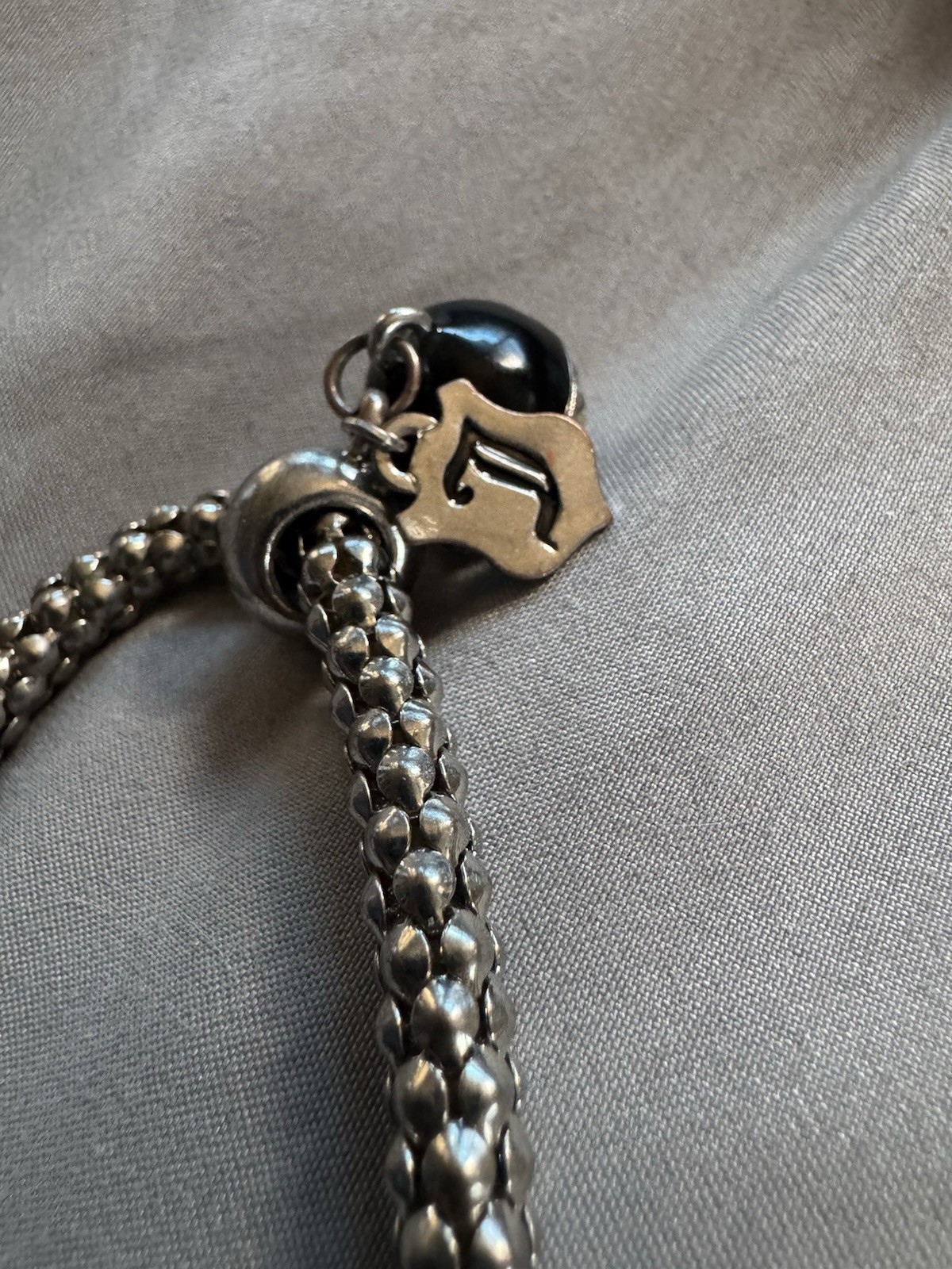 Juicy couture vintage Y2K snake chain initial charm bracelet rhinestone stretch