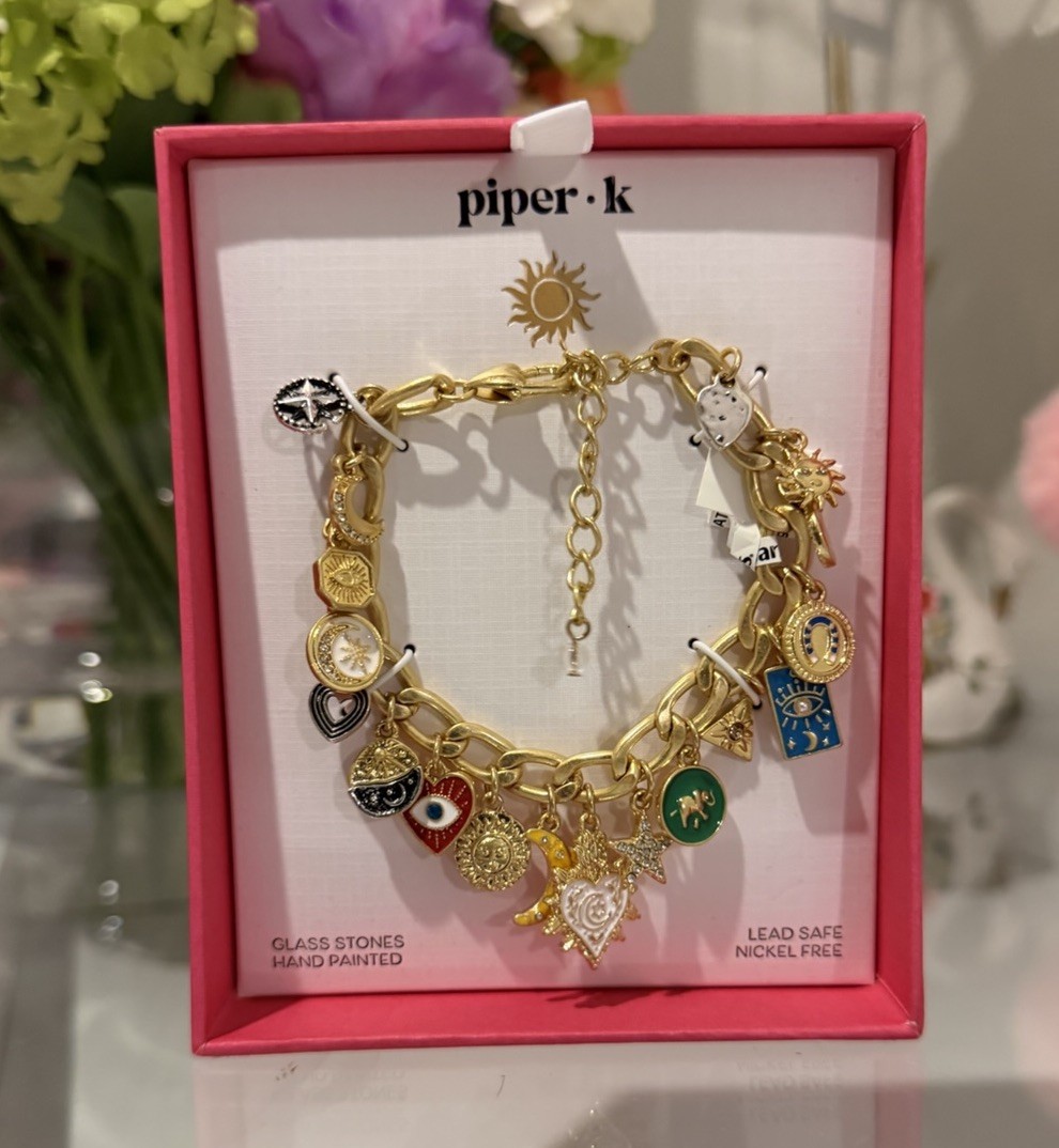Piper K Viral Celestial Evil Eye Charm Bracelet Gold Tone Nickel Free Boho NEW