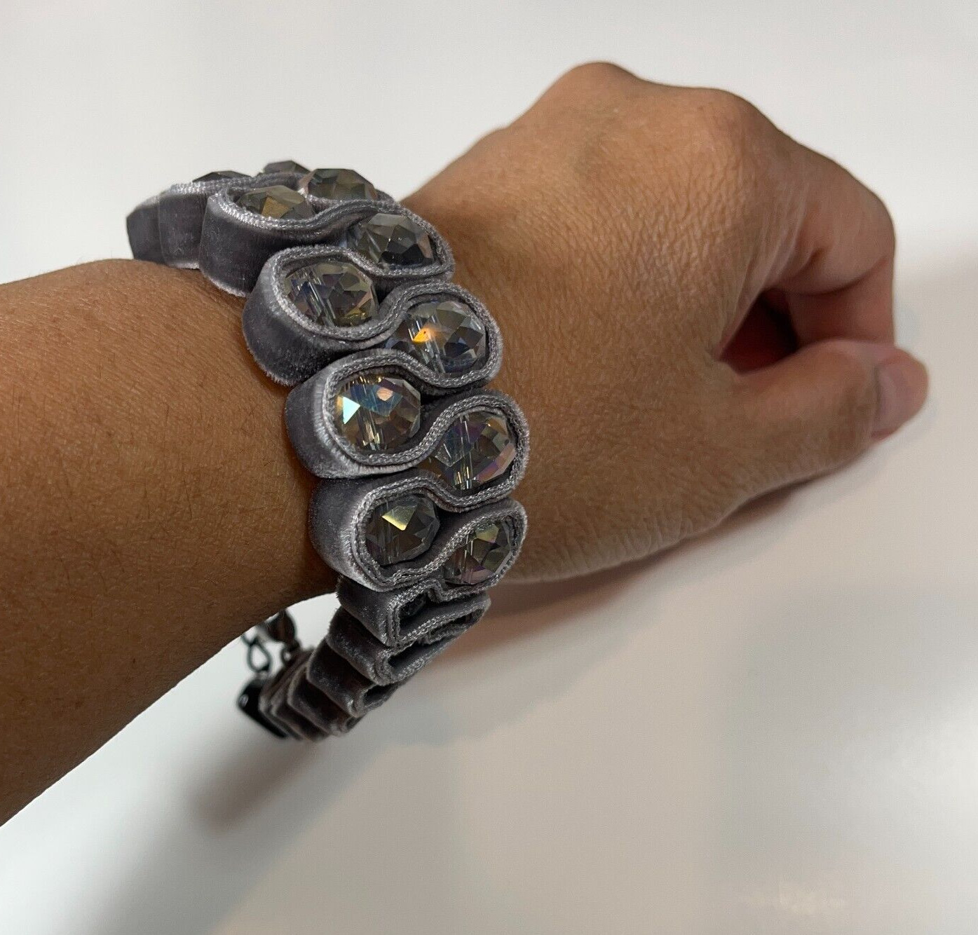 Unique Handmade Crystal Bracelet Prom Option colors: Brown, Green, Purple, Gray