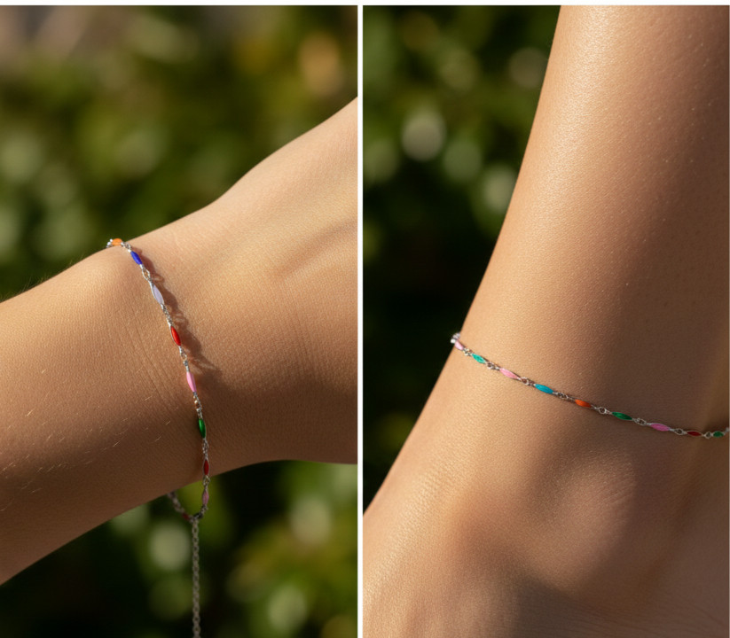 Dainty Enamel Bracelet Colorful Bar Charm Wrist Jewelry Minimalist Stackable