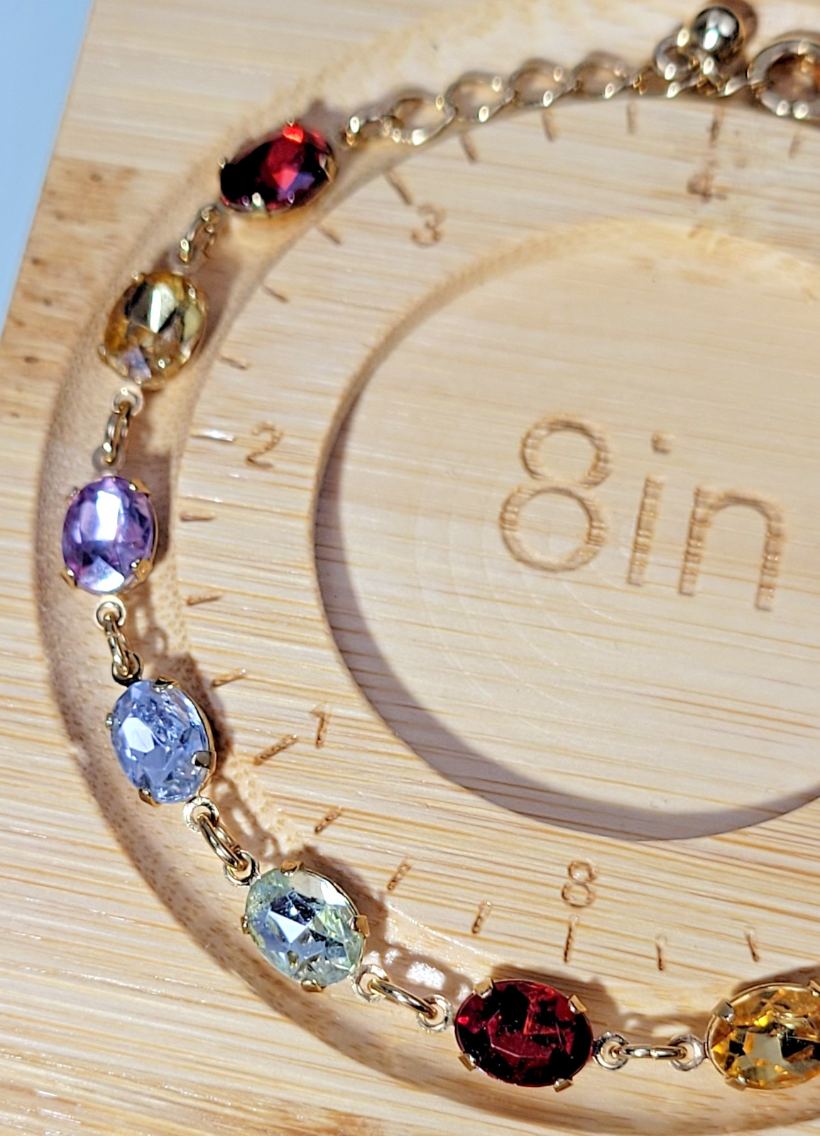 Gold Tone Multicolor Crystal Kasia Tennis Bracelet Size 7 – 8 in NIB 2010