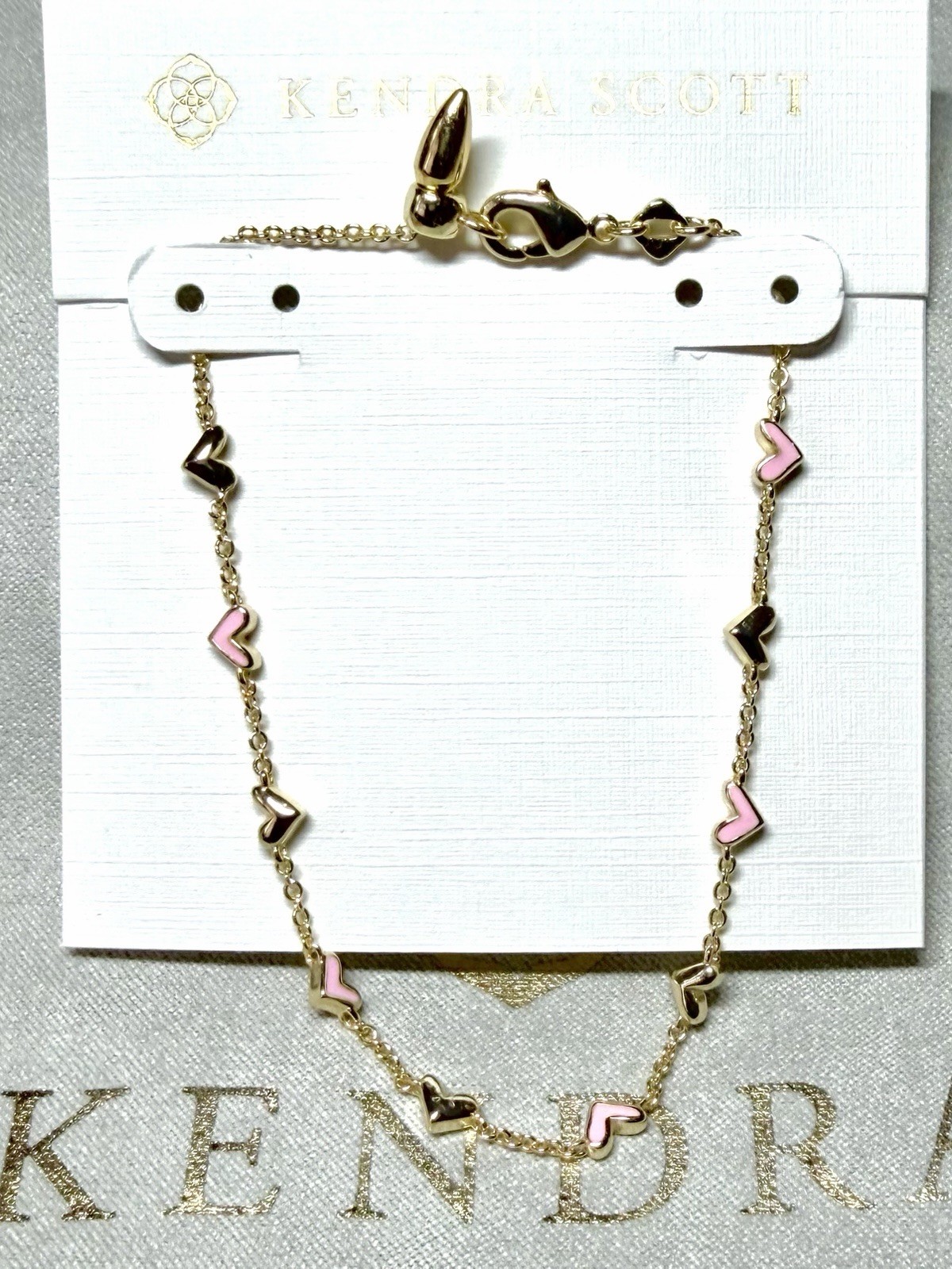 💗✨NEW✨ Kendra Scott ✨Haven Gold Chain Bracelet in Pink Enamel Hearts💗