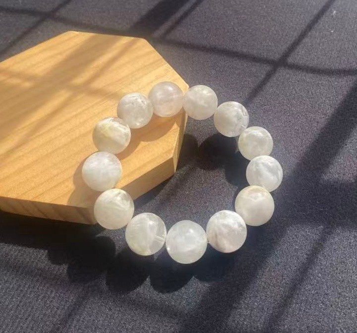 Natural White Ghost Phantom Garden Quartz Crystal Bracelet Healing Winter 16mm