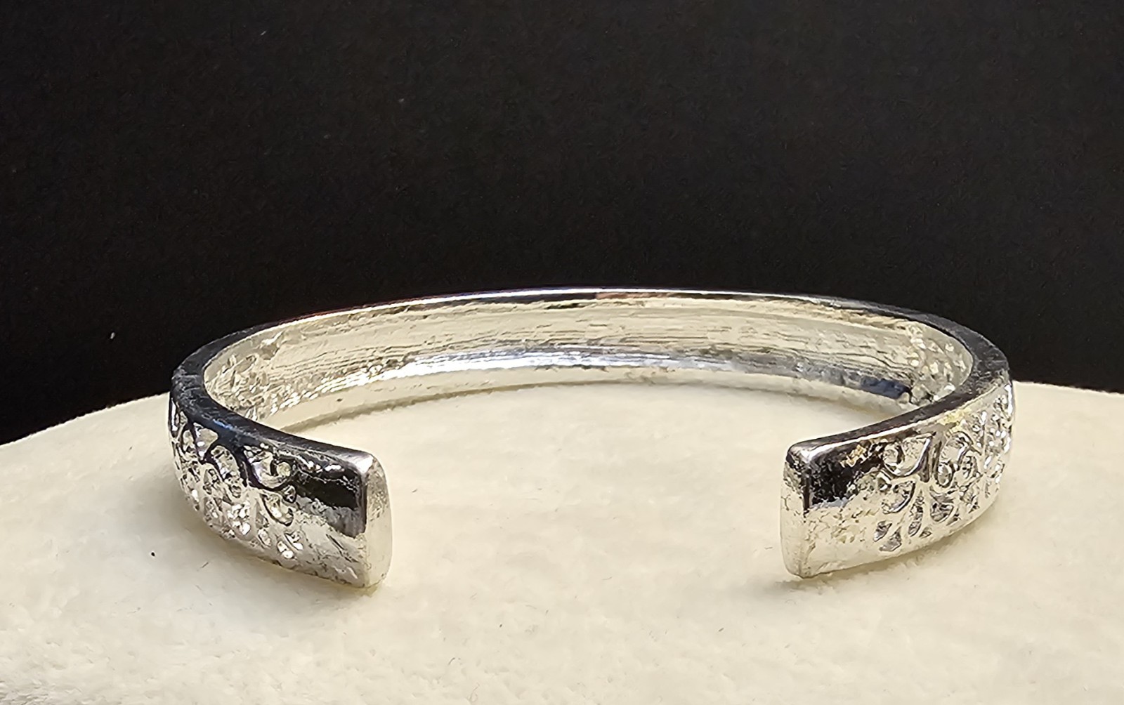 Silver Tone Cuff Bracelet Psalm 23:4 Inspirational Spiritual Religious
