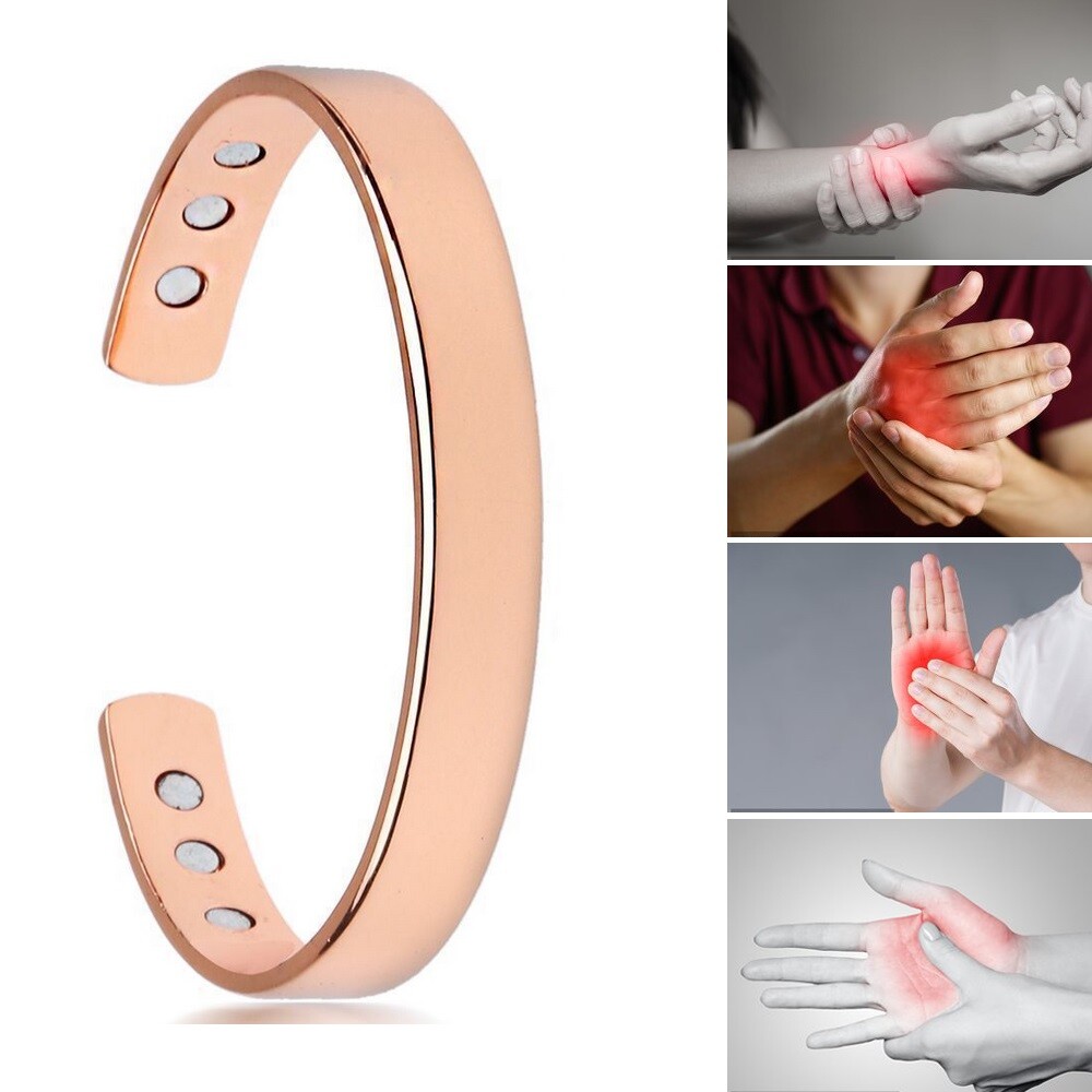 2× Pure Copper Magnetic Bracelet Arthritis Therapy Energy Bangle Pain Relief USA