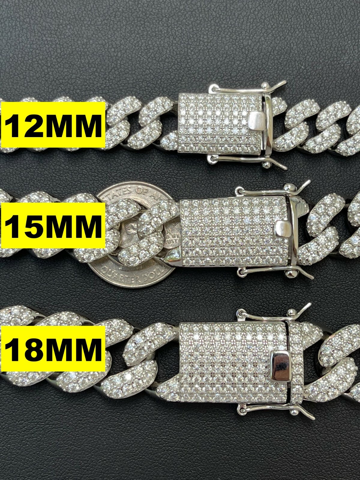 Real Miami Cuban Link Bracelet Iced MOISSANITE Out Solid 925 Sterling Silver ICY