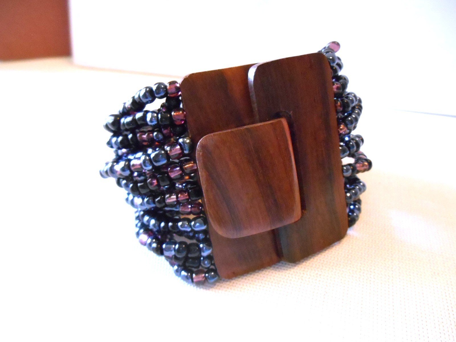 Pink / Black Multicolor Multi-Strand Seed Bead Bracelet