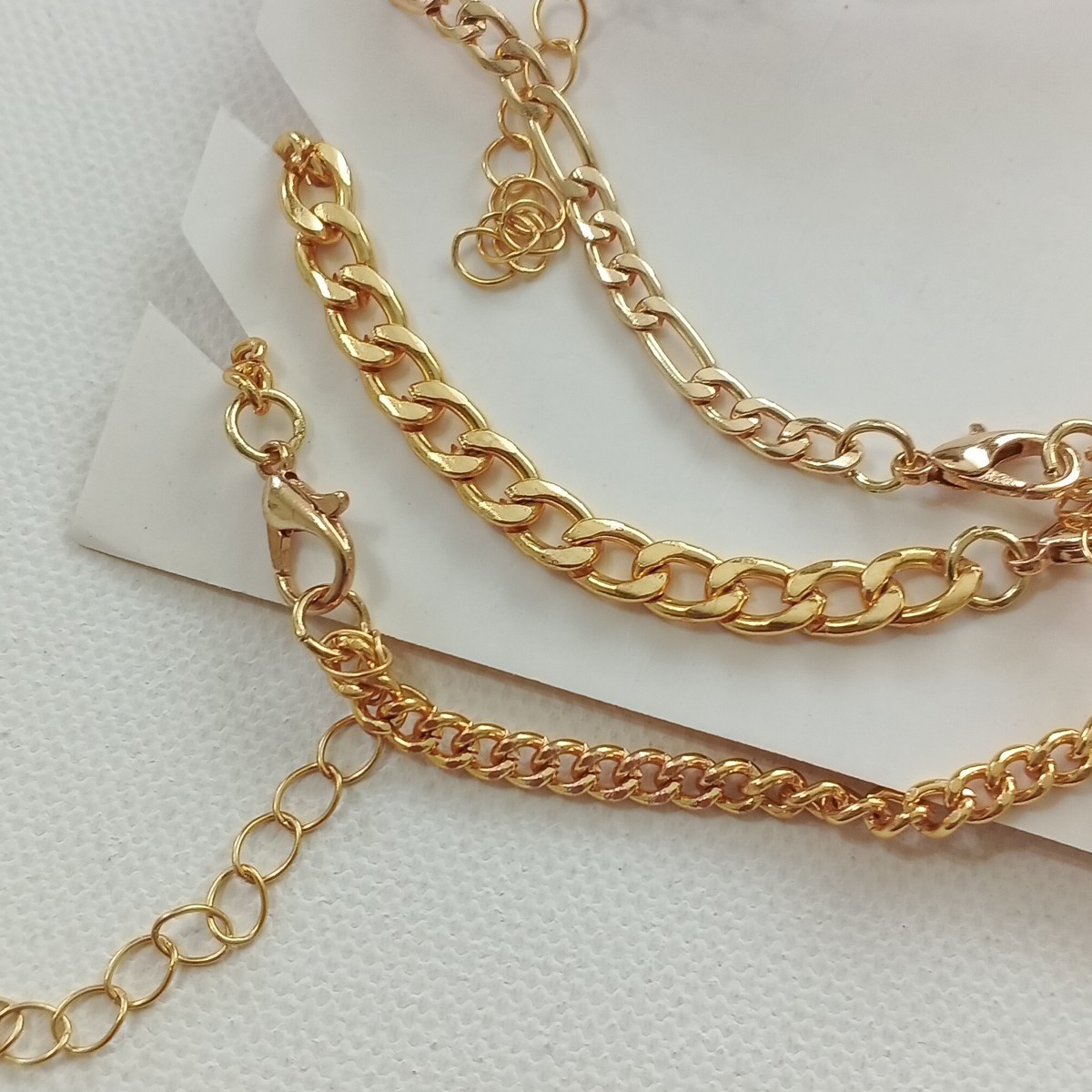 6pcs Fashion Chain Link Bracelet One Size Brass Plated Gold