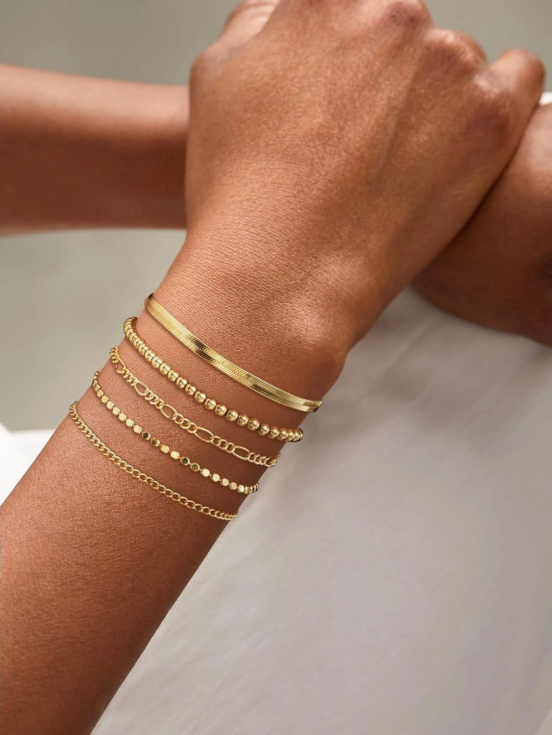 Gold Bracelets for Women Waterproof, 14K Gold Plated Stackable Jewelry Sets N…