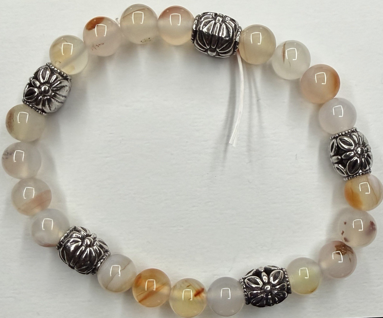 Flower Agate Crystal Bead Bracelet