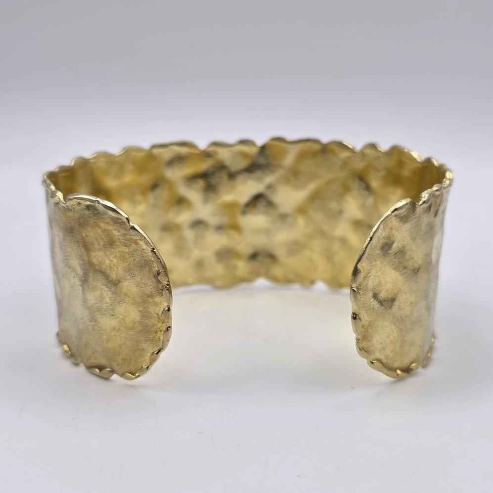 Rivka Friedman Brazil 18K Yellow Gold Plated Flexible Hammered Cuff Bracelet