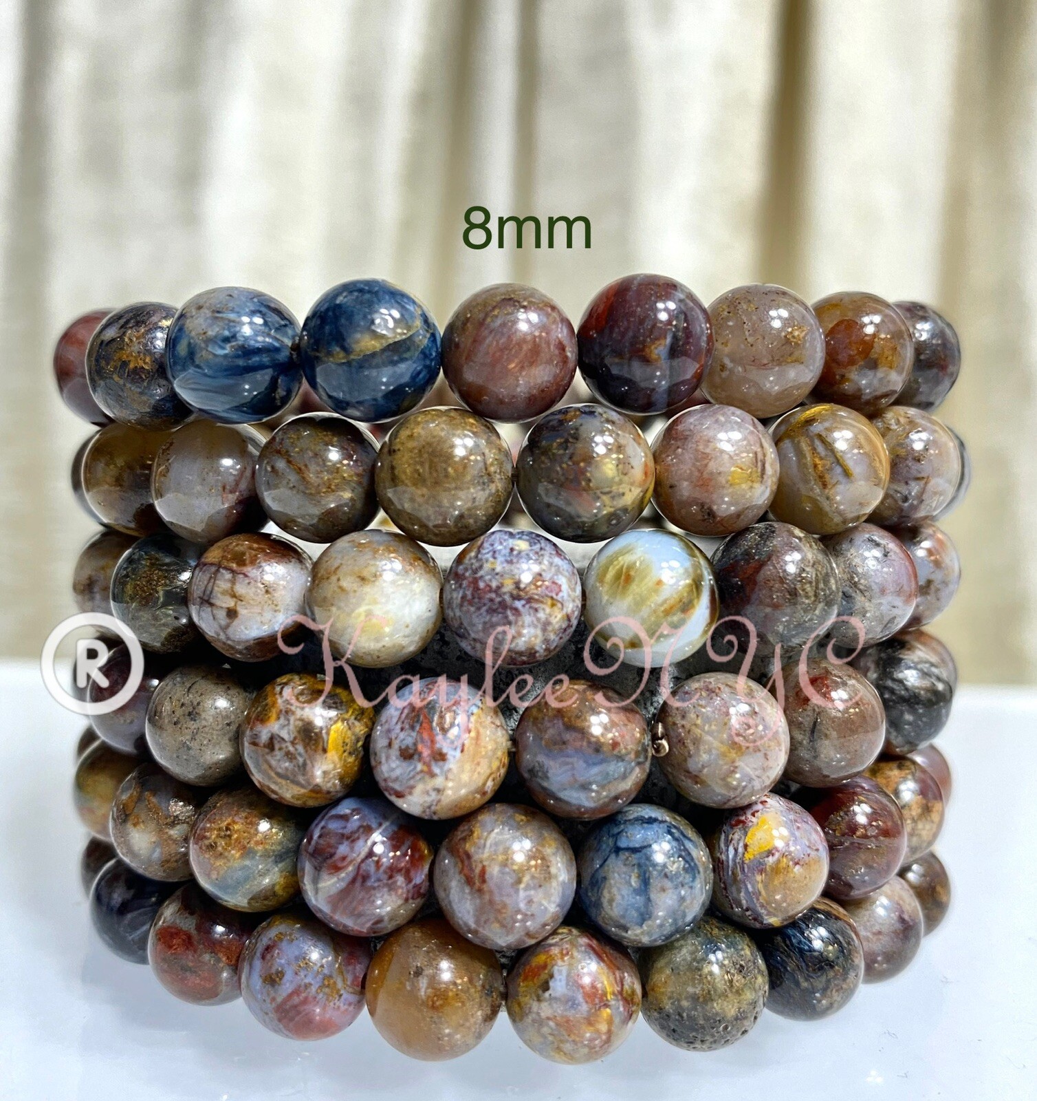 Wholesale 6 Pcs Natural Pietersite 8mm 7.5” Stretch Bracelet Crystal