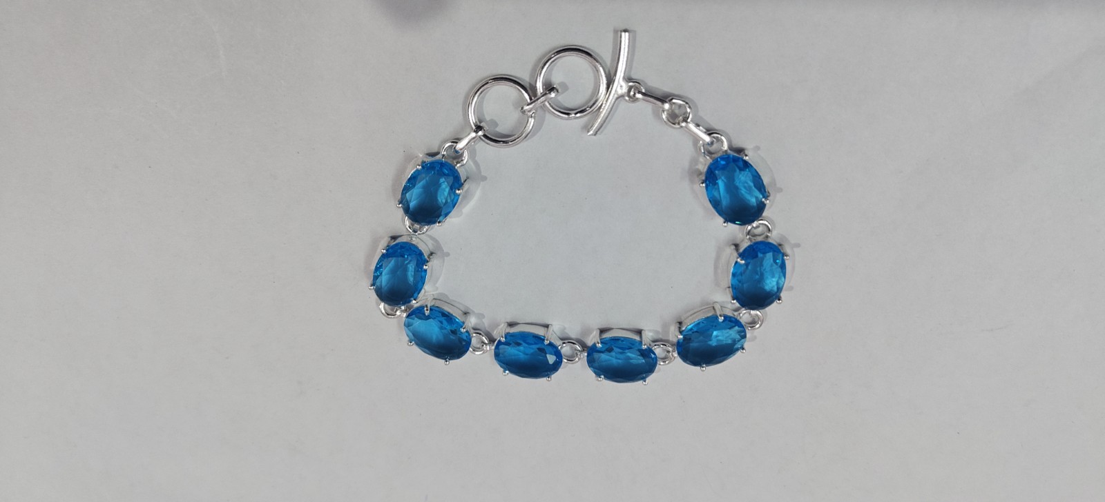 Free shipping Huge Faceted Bluetopaz Stone Handmade Bracelet