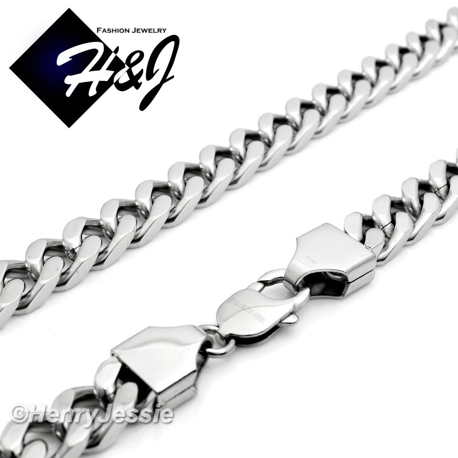 7.5″–11″MEN’s Stainless Steel 9mm Silver Cuban Curb Link Chain Bracelet*B140