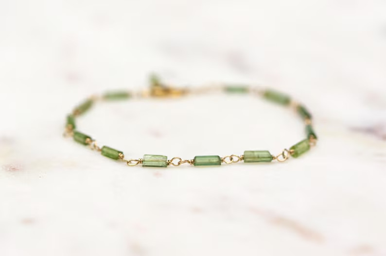 Light green Tourmaline tube bead Bracelet