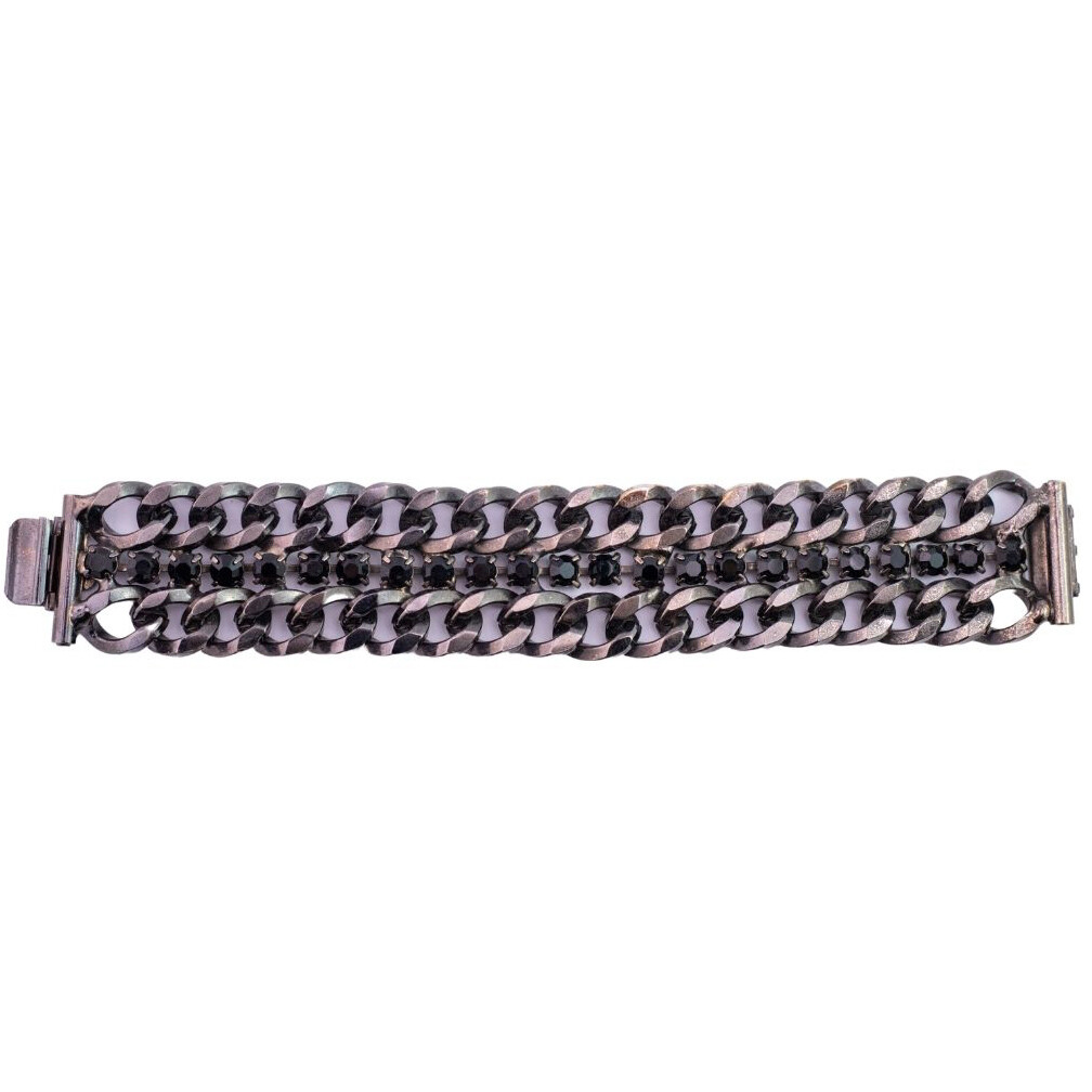 Signed David Mandel Oxidised Metal & Jet Crystal Bracelet