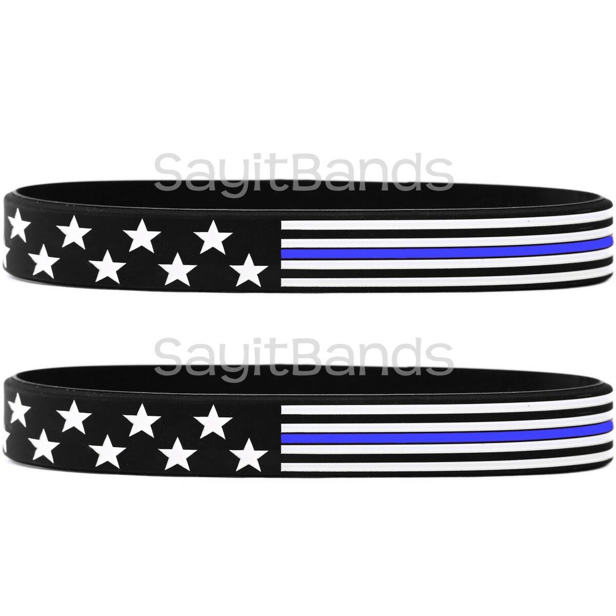 Two (2) Thin Line USA Flag Wristbands Blue, Red, Green, Yellow or Gray Bracelets