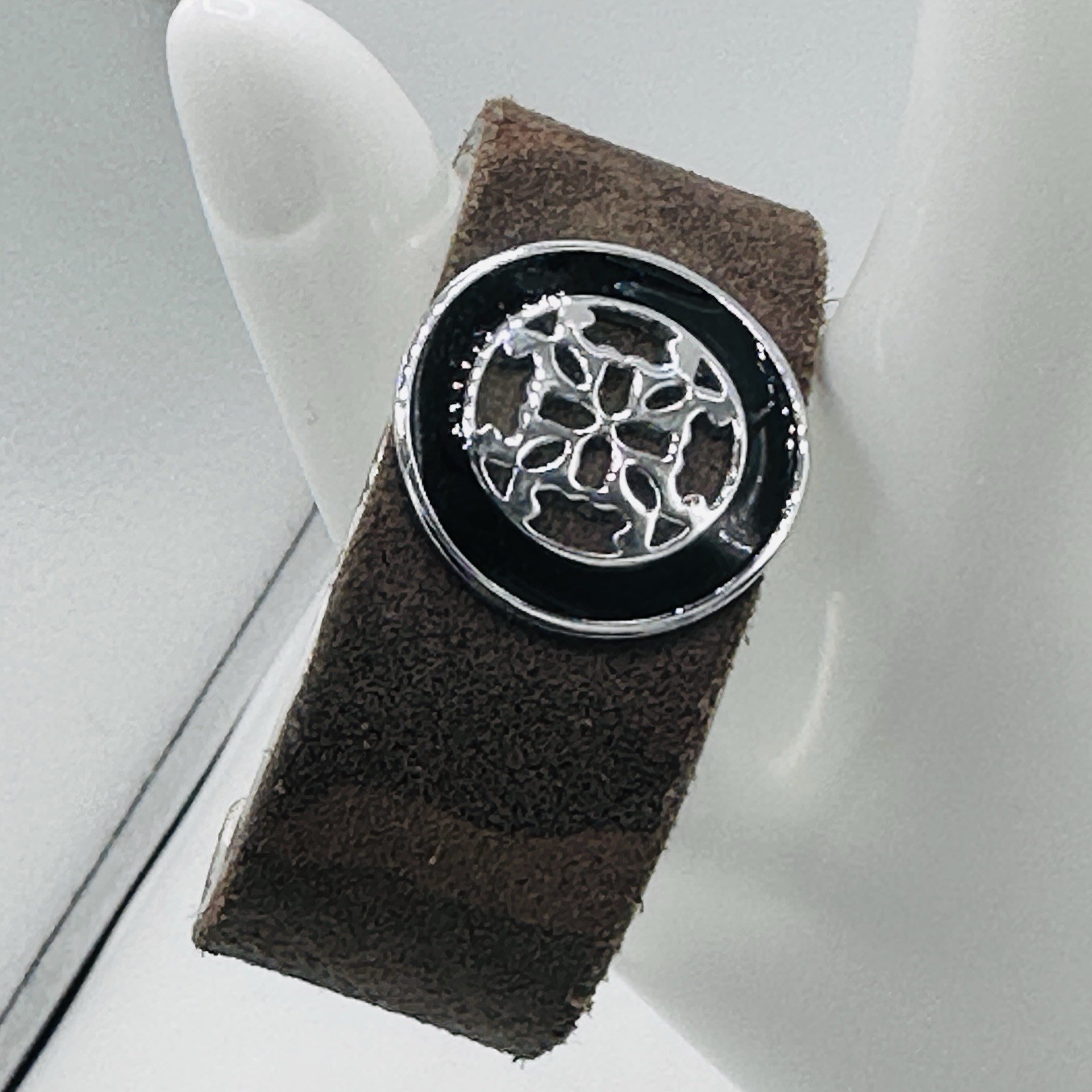 Rustic Cuff Espresso Distressed Leather Cuff Black Enamel Bracelet
