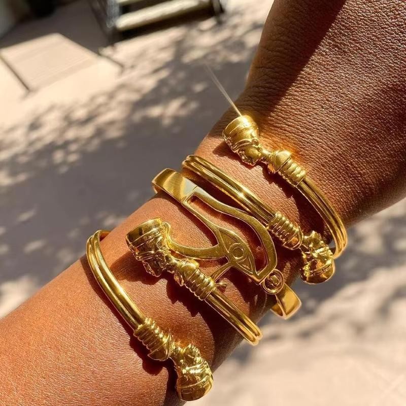 Unisex Bracelet Stylish Egyptian Nefertiti Bangles Africa Couple Cuff Gold Tone