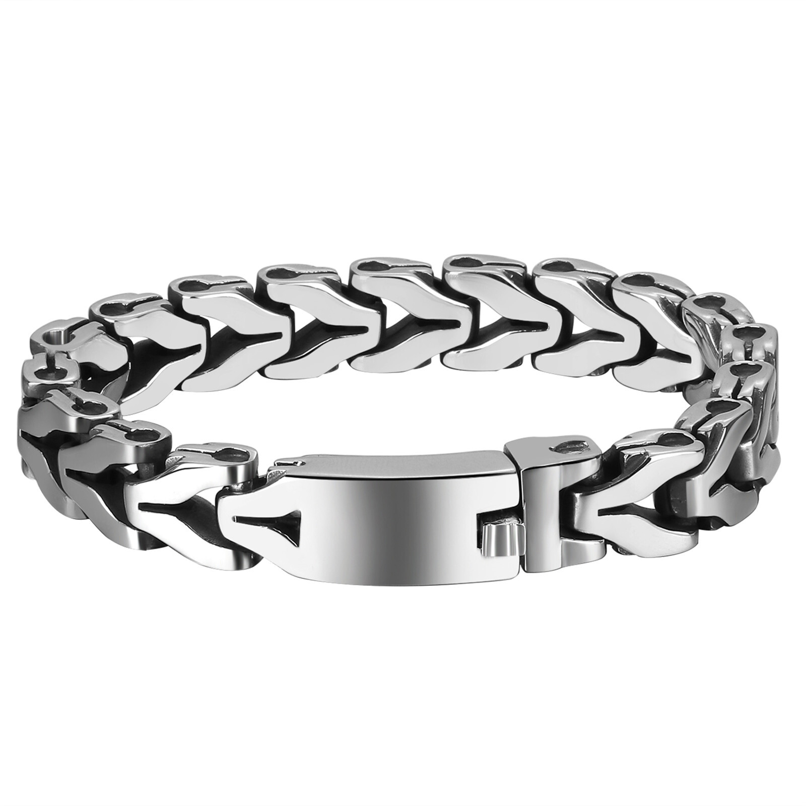 High Polished Stainless Steel Men’s Heavy Bracelet Link Chain Bangle 7.48”