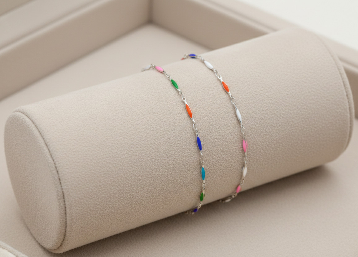 Dainty Enamel Bracelet Colorful Bar Charm Wrist Jewelry Minimalist Stackable