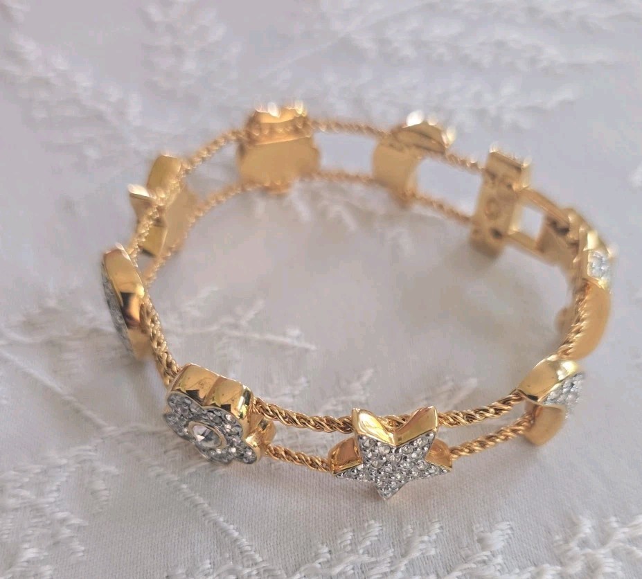 Vintage Swarovski Crystal Celestial Star Bracelet Silver Tone New Without Tags