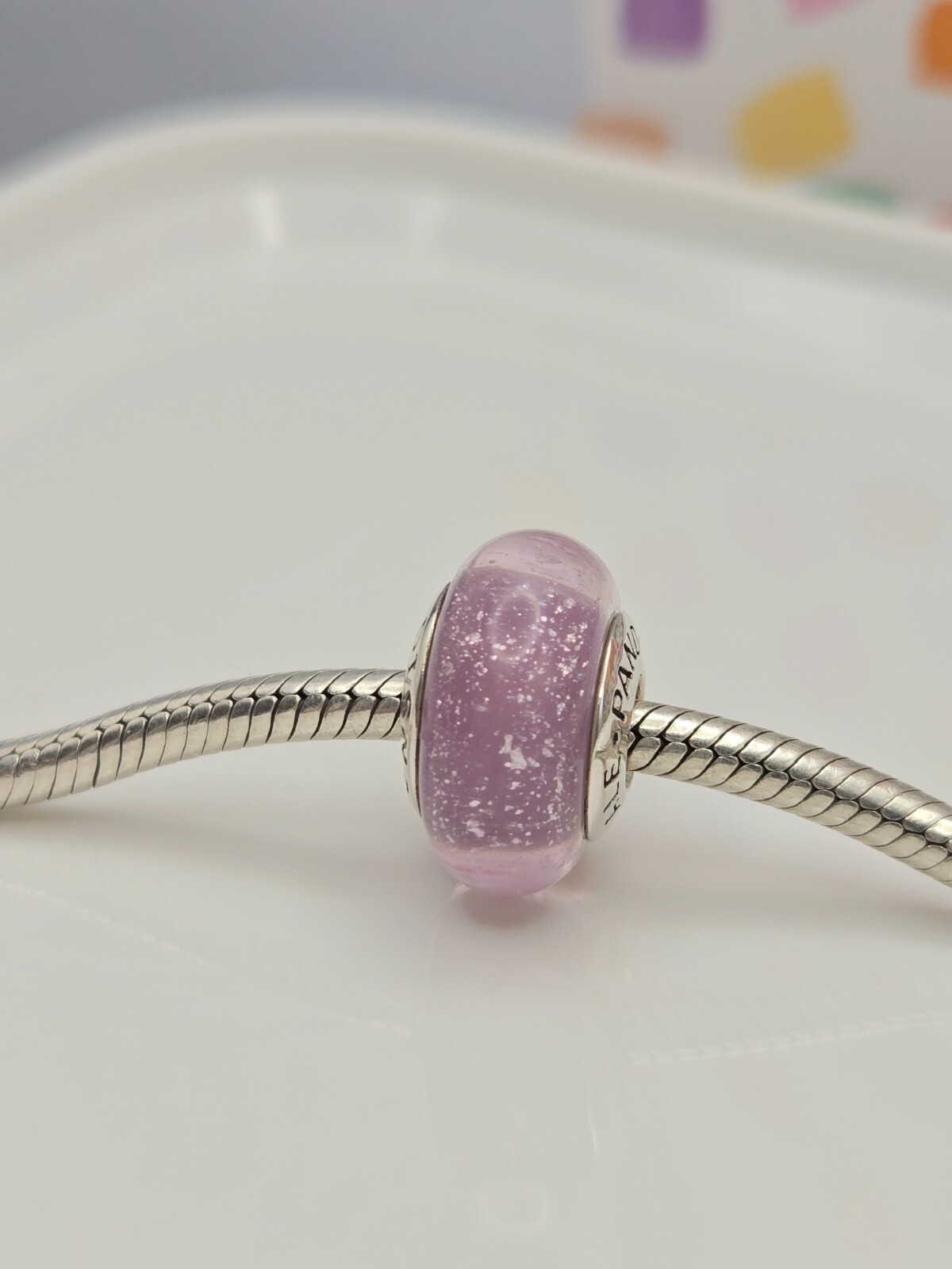 Authentic Pandora Disney Rapunzel’s Signature Purple Color Murano Moment Charm