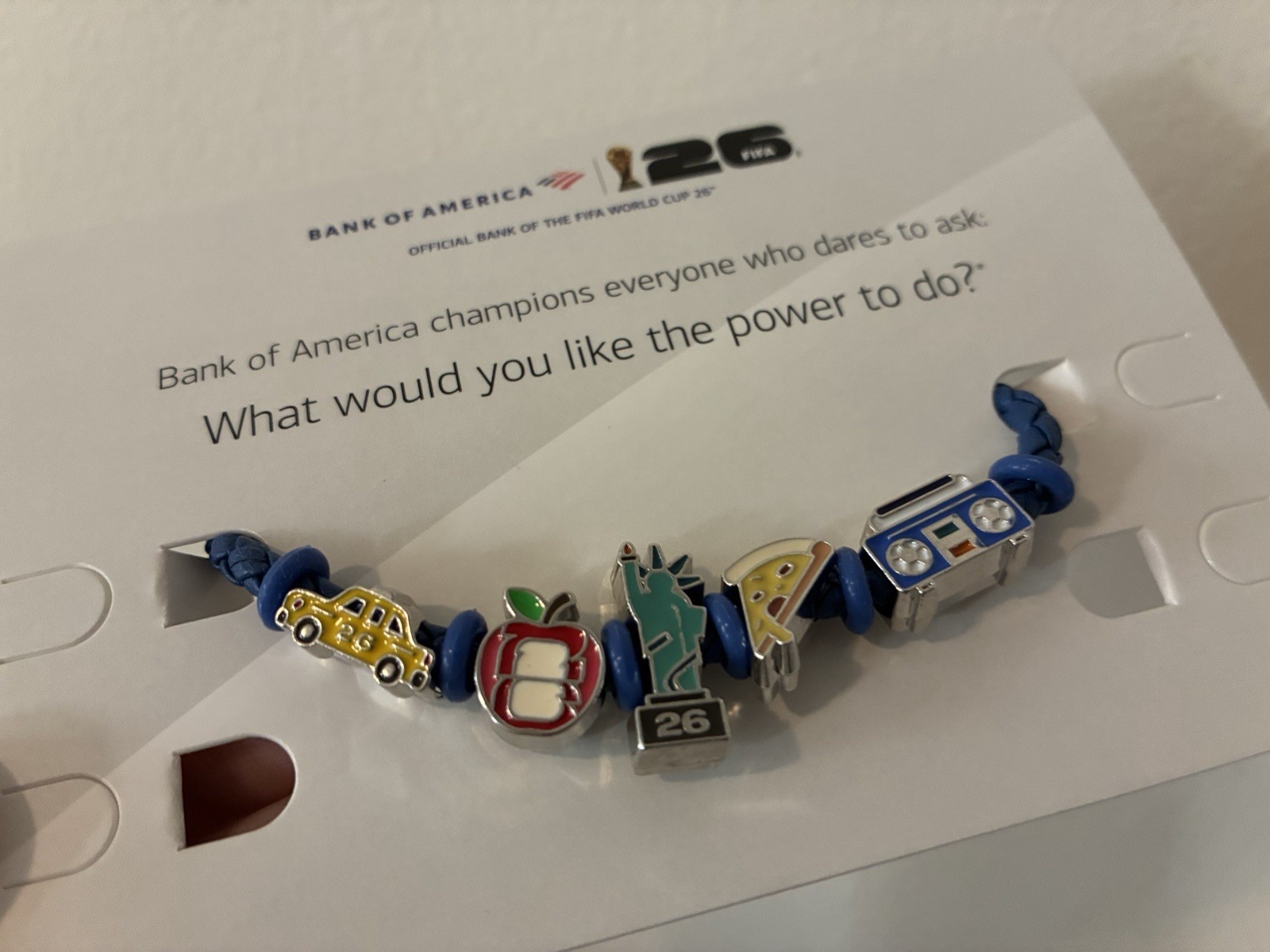 2026 FIFA World Cup Charm Bracelet Fan Band Bank of America NYC Blue Large Rare