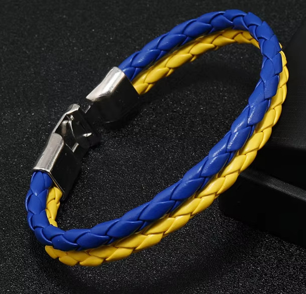 Ukrainian woven faux leather bracelet for men and women