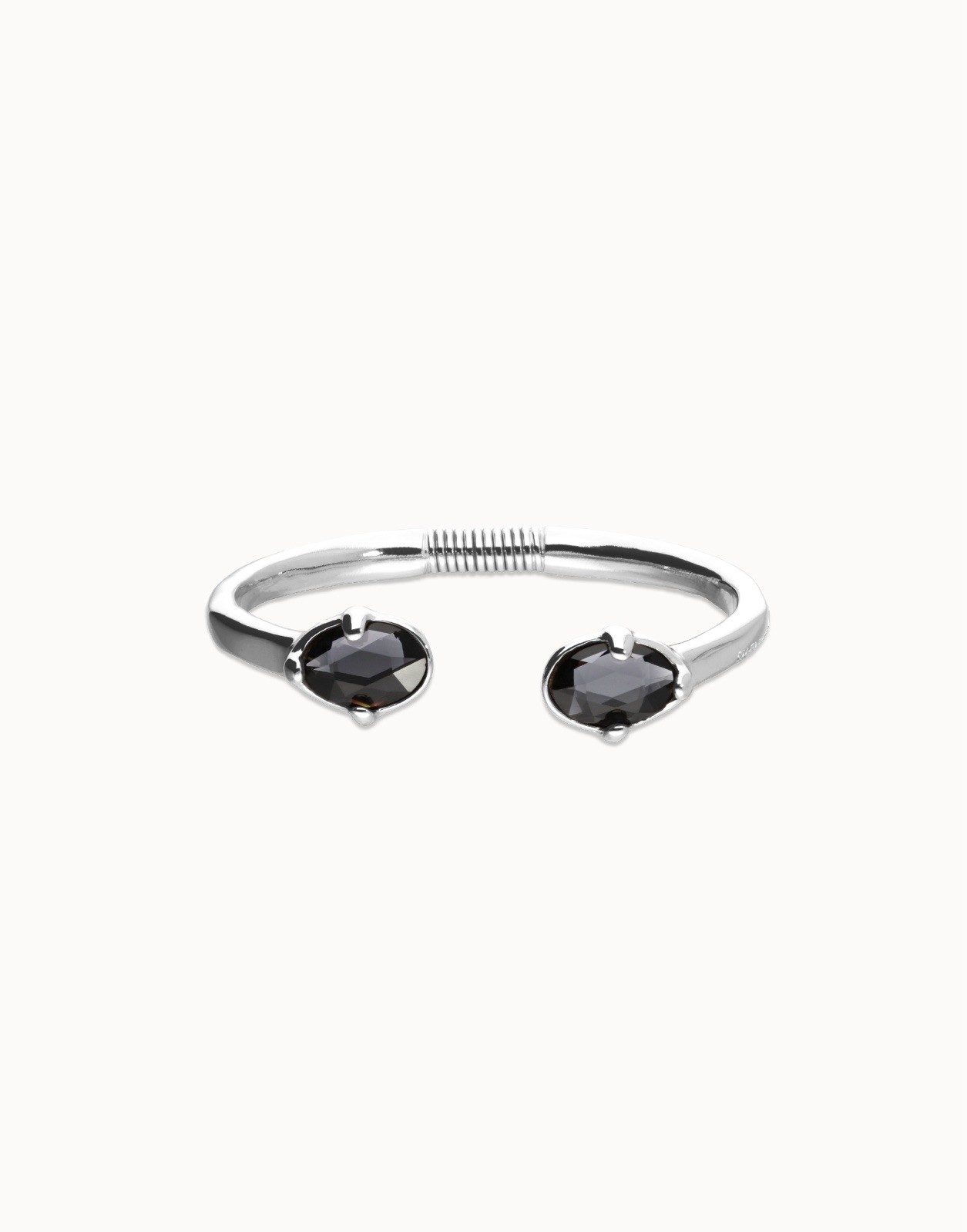 UNOde50 Ser Deslumbrante Open Bangle Bracelet Black Crystal Silver Plated NWT