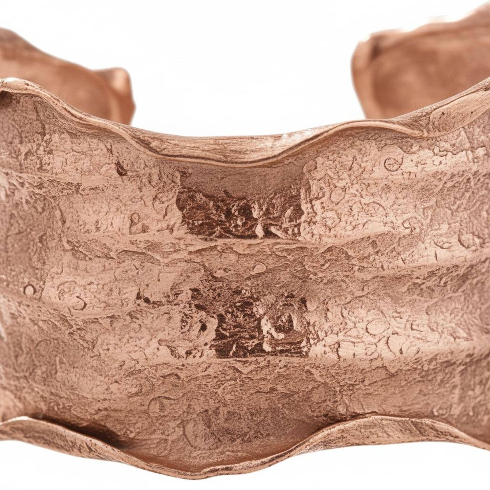 Copper Cuff Bracelet Solid Copper Crinkled Torn Edge Adjustable Style