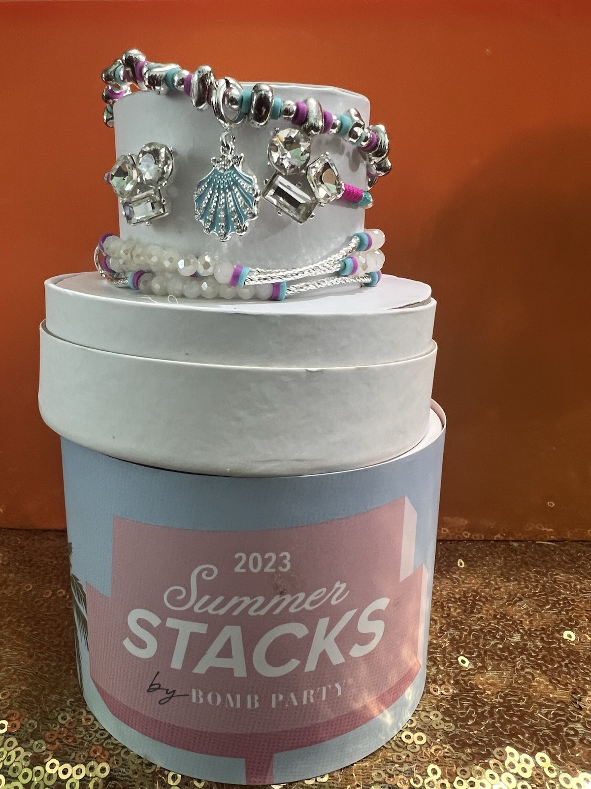 Ring Bomb Party Summer 2023 stacks – Oh shell Yeah! RB6062. Seashell Charm