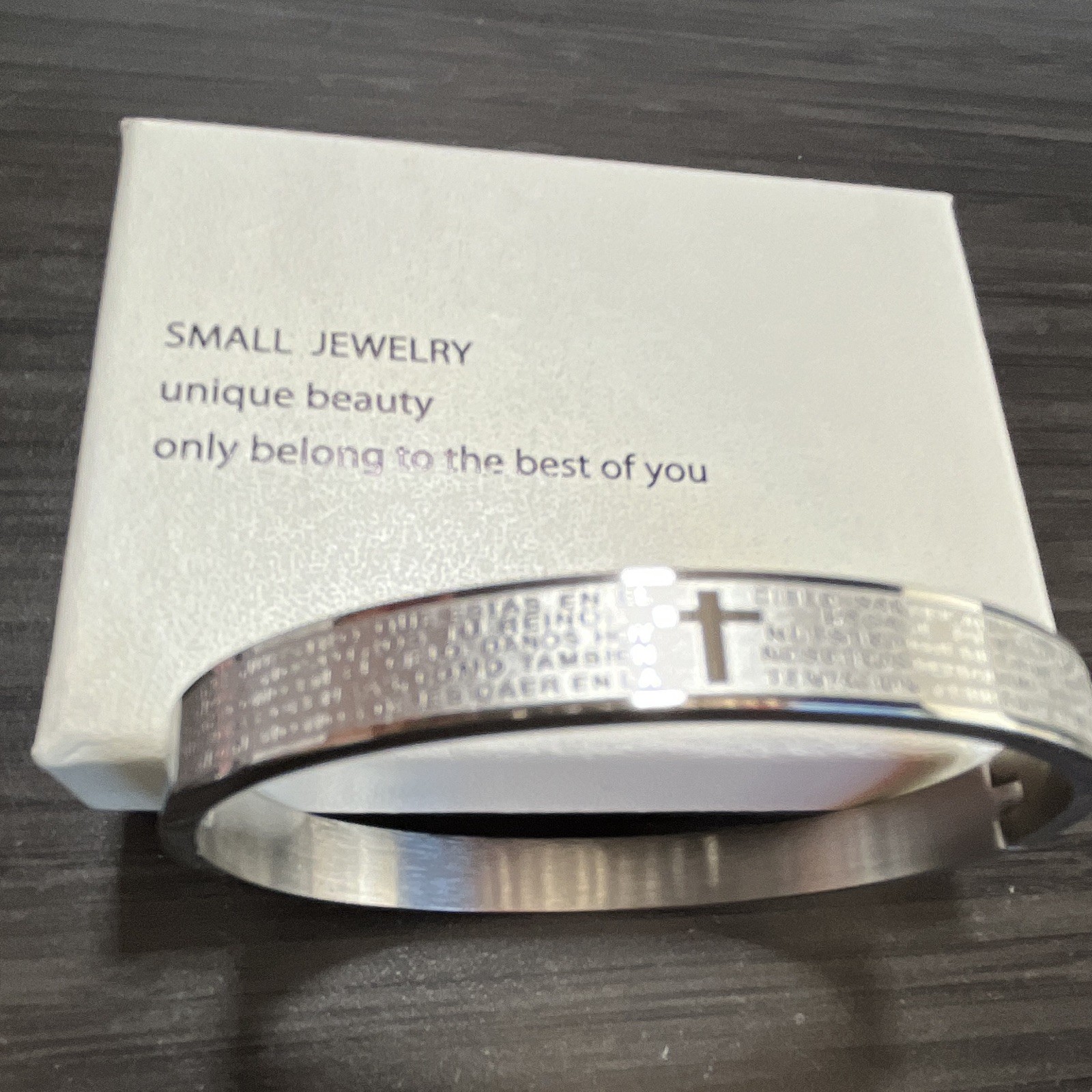Religious Cross Scripture Hinged Bangle
