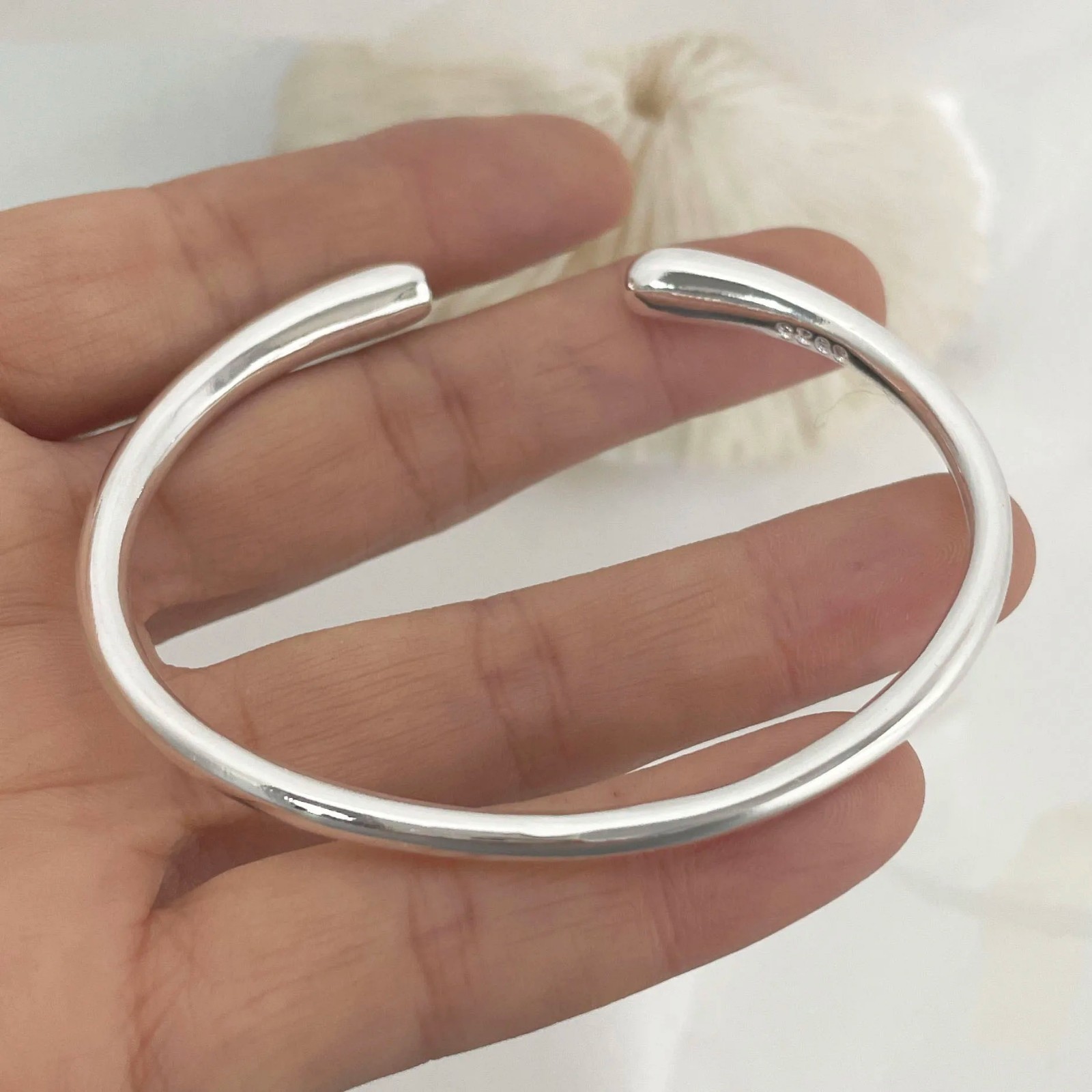 100% Solid 925 Sterling Silver Metal Bracelet for Women Men Vintage Handmade