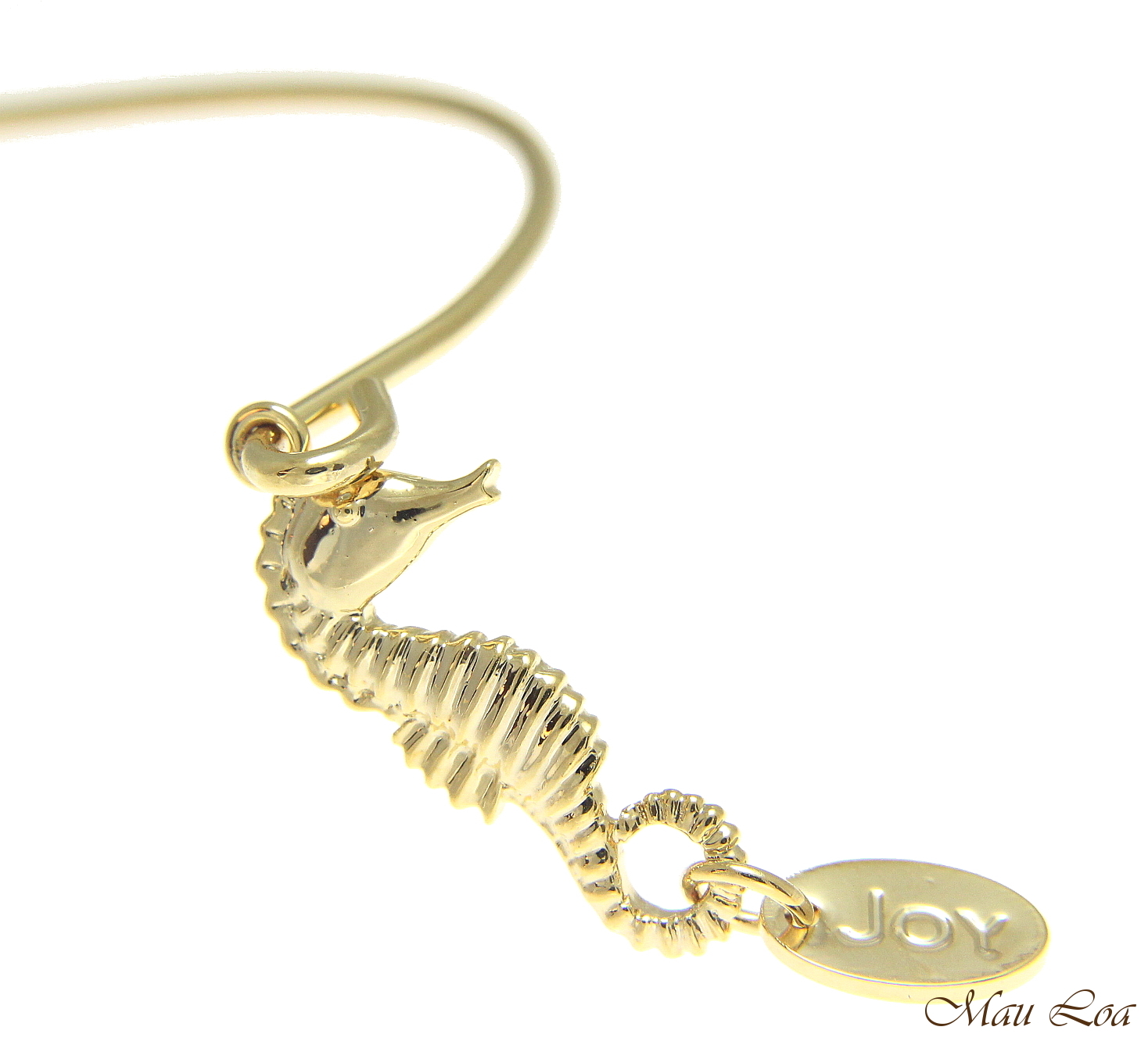 Yellow Gold Plated on Brass Hawaiian Seahorse Open Bangle Bracelet