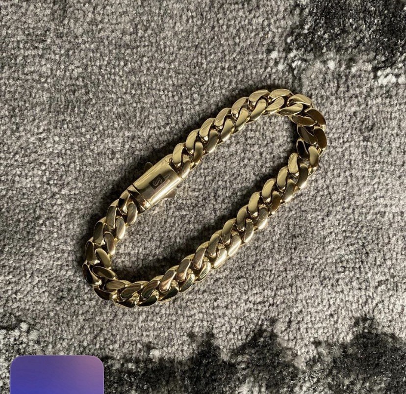 14k Yellow Gold Cuban Link Bracelet, Box Clasp Closure, Gold Color