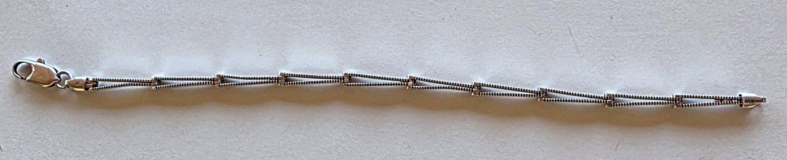 925 Italy Sterling Silver Signed Bar Link Chain Bracelet Lobster Clasp