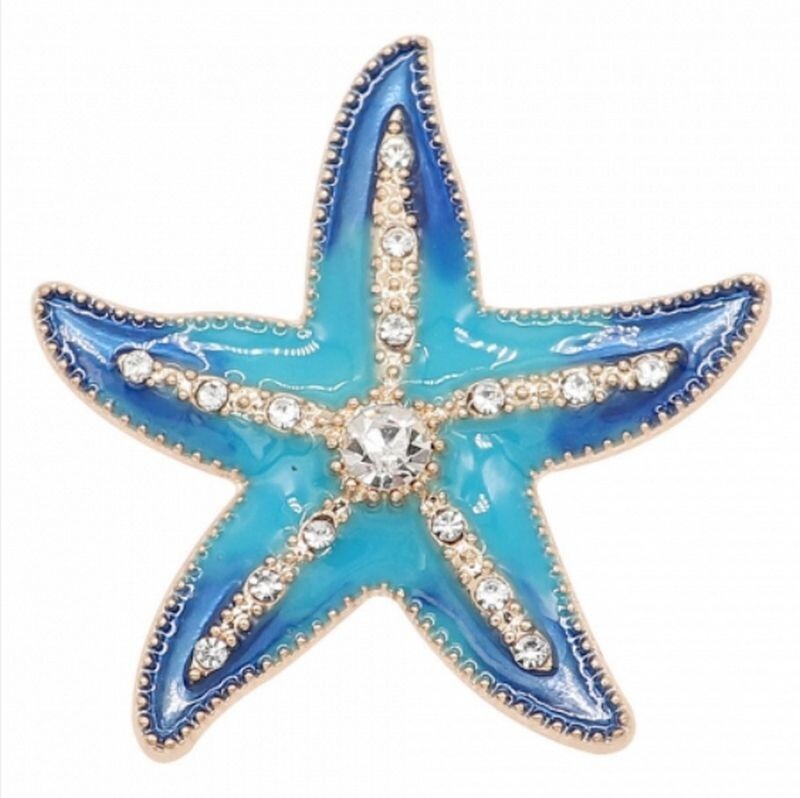 Snap Jewelry Starfish Waves Gold Tone XL Size fits 18-20mm Ginger Snaps Charms