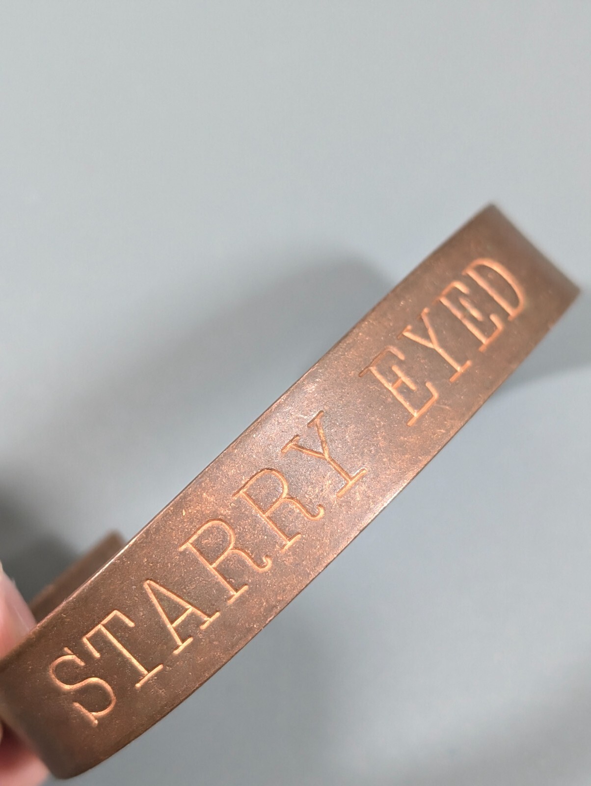 Artisan Copper Starry Eyed Stamped Cuff Bracelet 6 inch