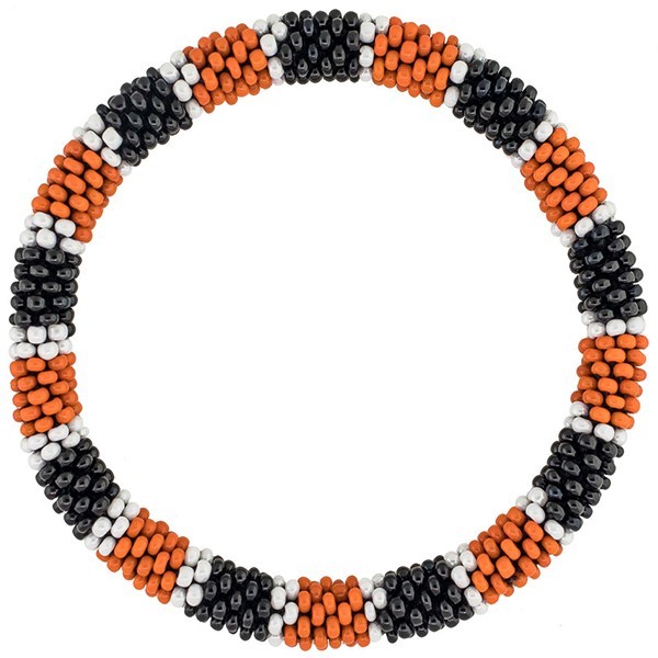 Aid Through Trade Roll-On® Bracelet Halloween Orange & Black Glass Beads ~Nepal~