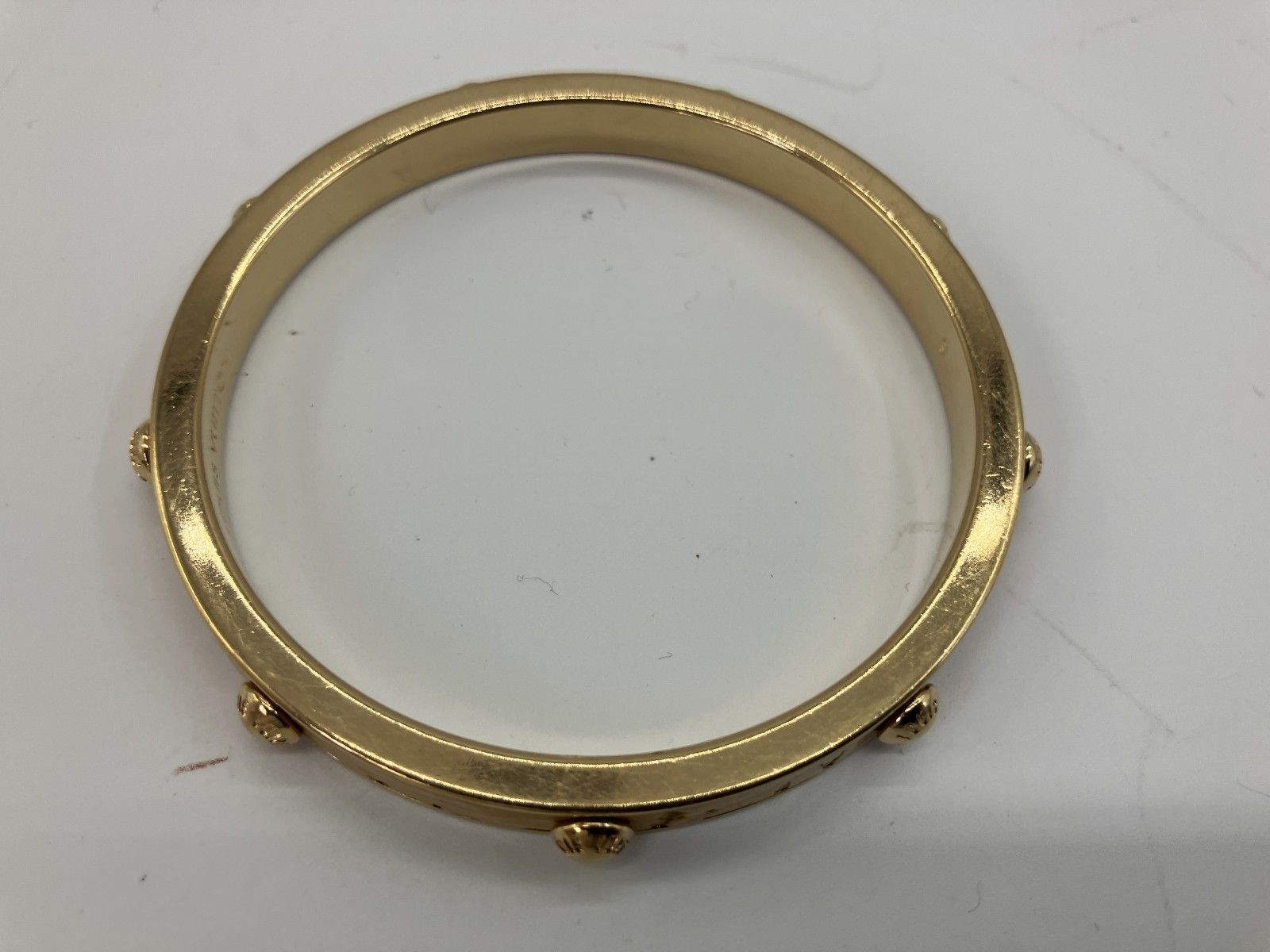 LOUIS VUITTON Louis Vuitton Bangle Bracelet Gold Yellow Studs Resin Vintage Size
