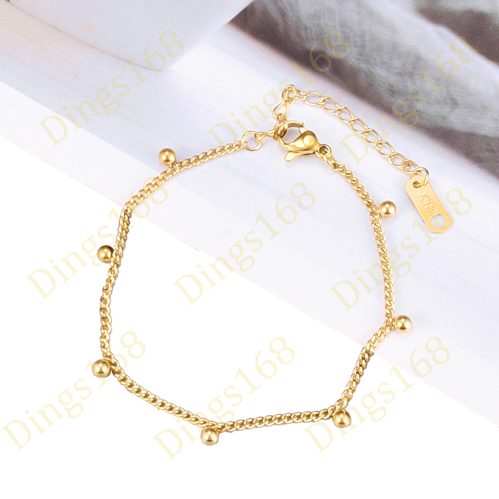 Genuine 18K Yellow Gold Filled Tarnish-Resistant Beaded Curb Chain Bracelet B277