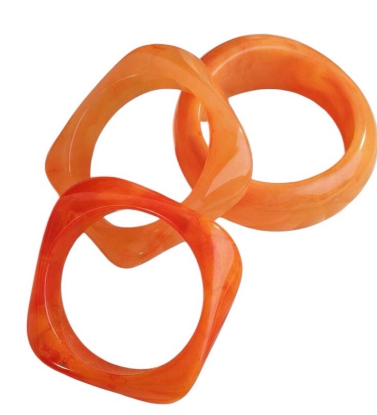 New 3pc Shades of Orange Resin Bangle Bracelets