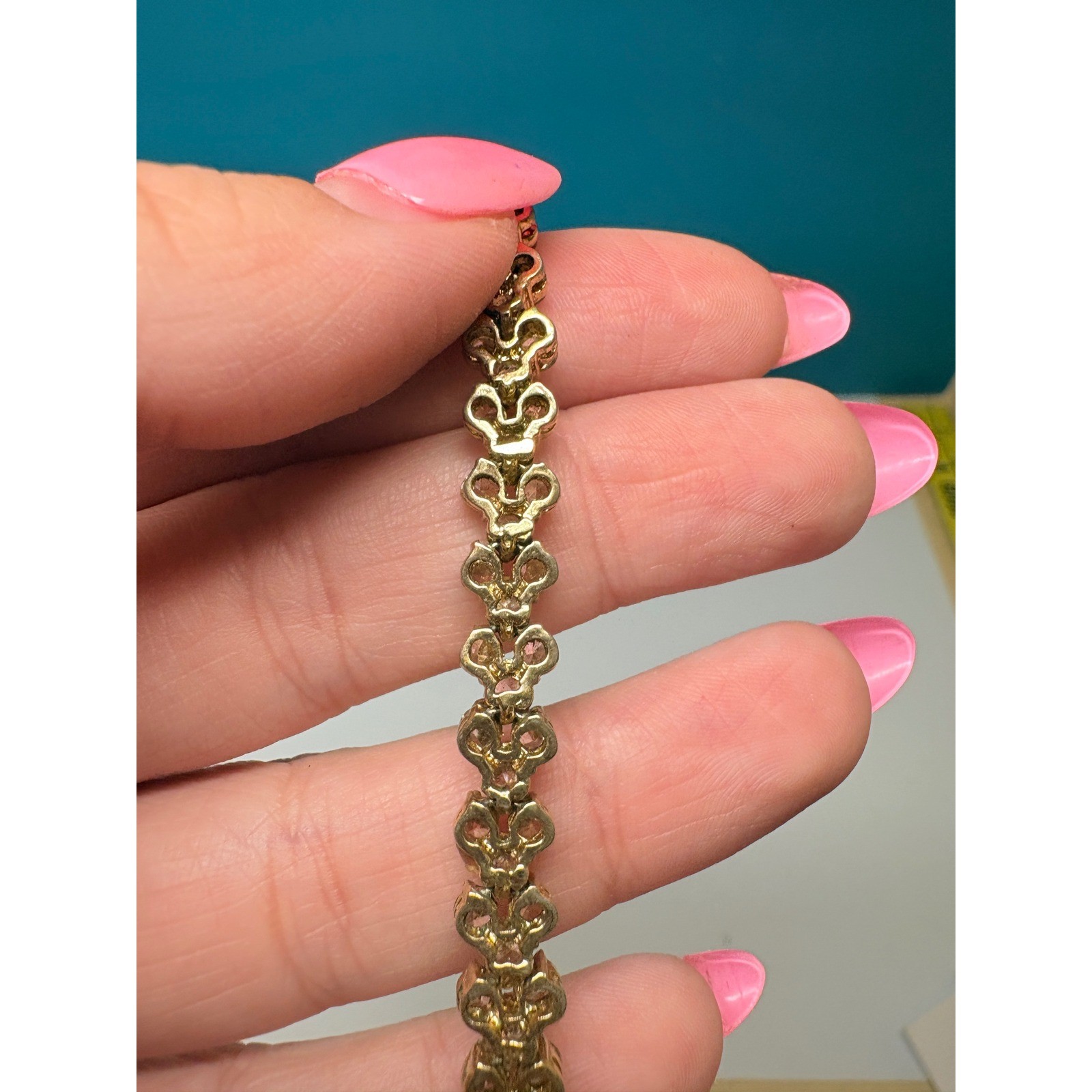 Vintage Gold Tone Triple Row Clear Stone Tennis Bracelet 7.5 Inch
