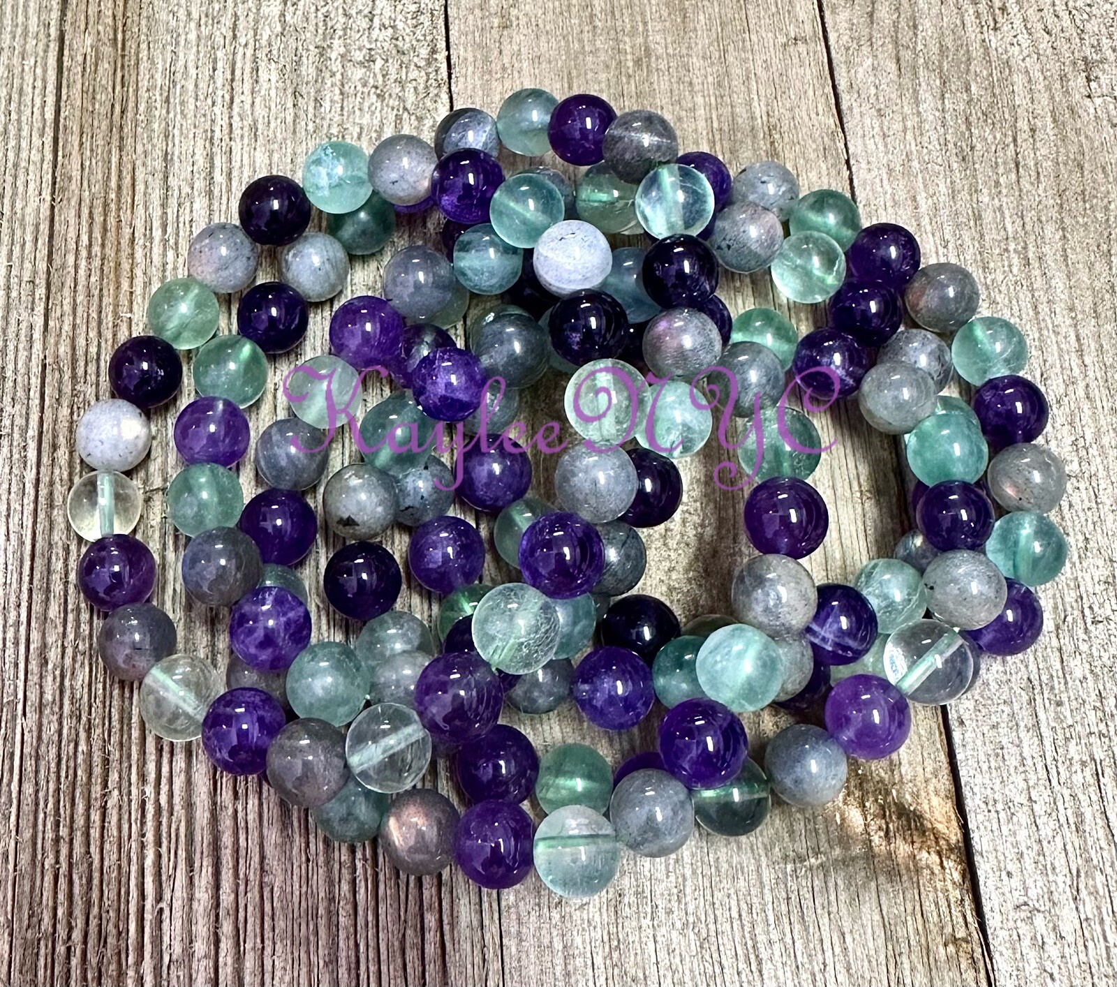Wholesale 6 Pcs Crown Chakra 8mm 7.5” Crystal Healing Stretch Bracelet