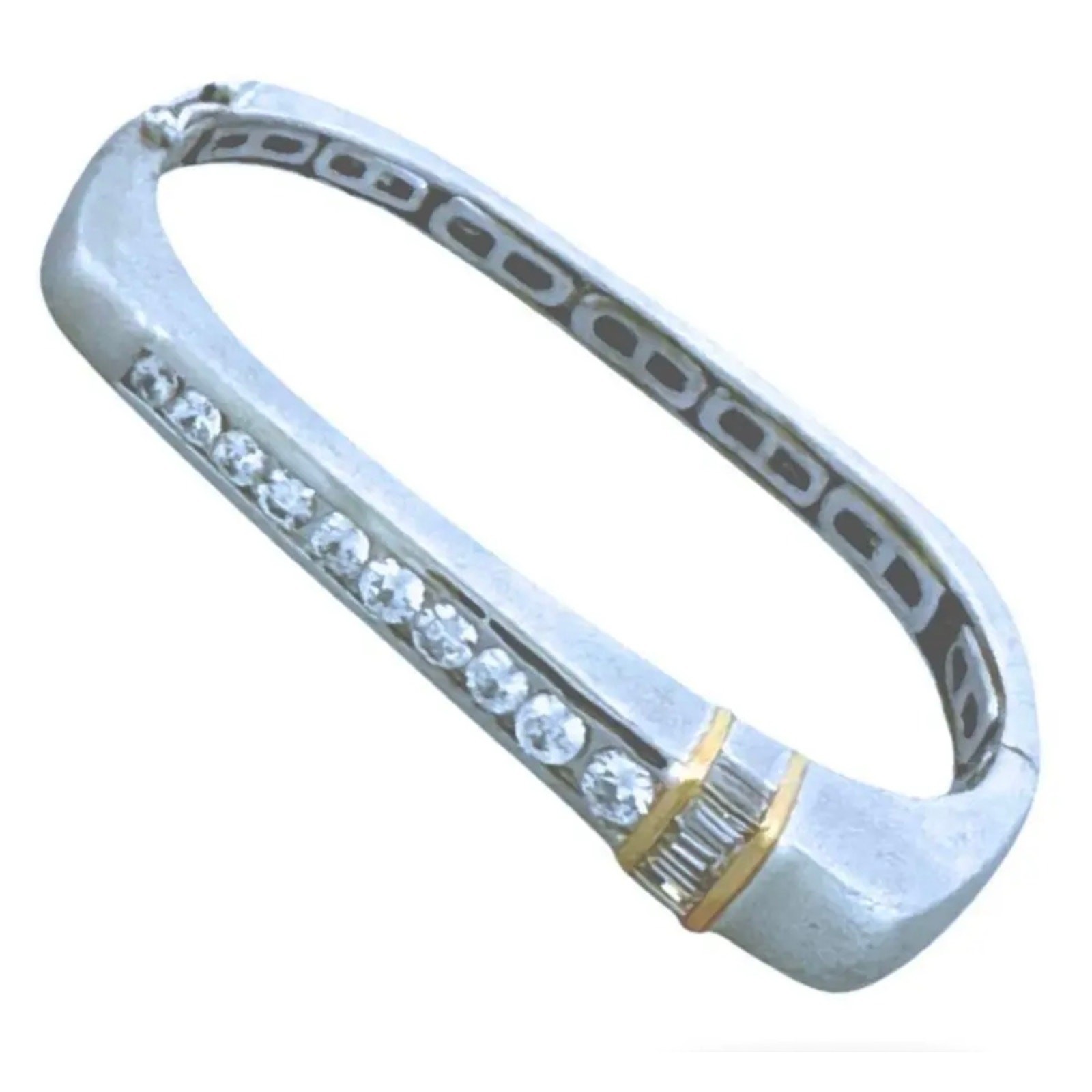 Lauren G Adams CZ Matte Platinum Bangle Bracelet – 10mm