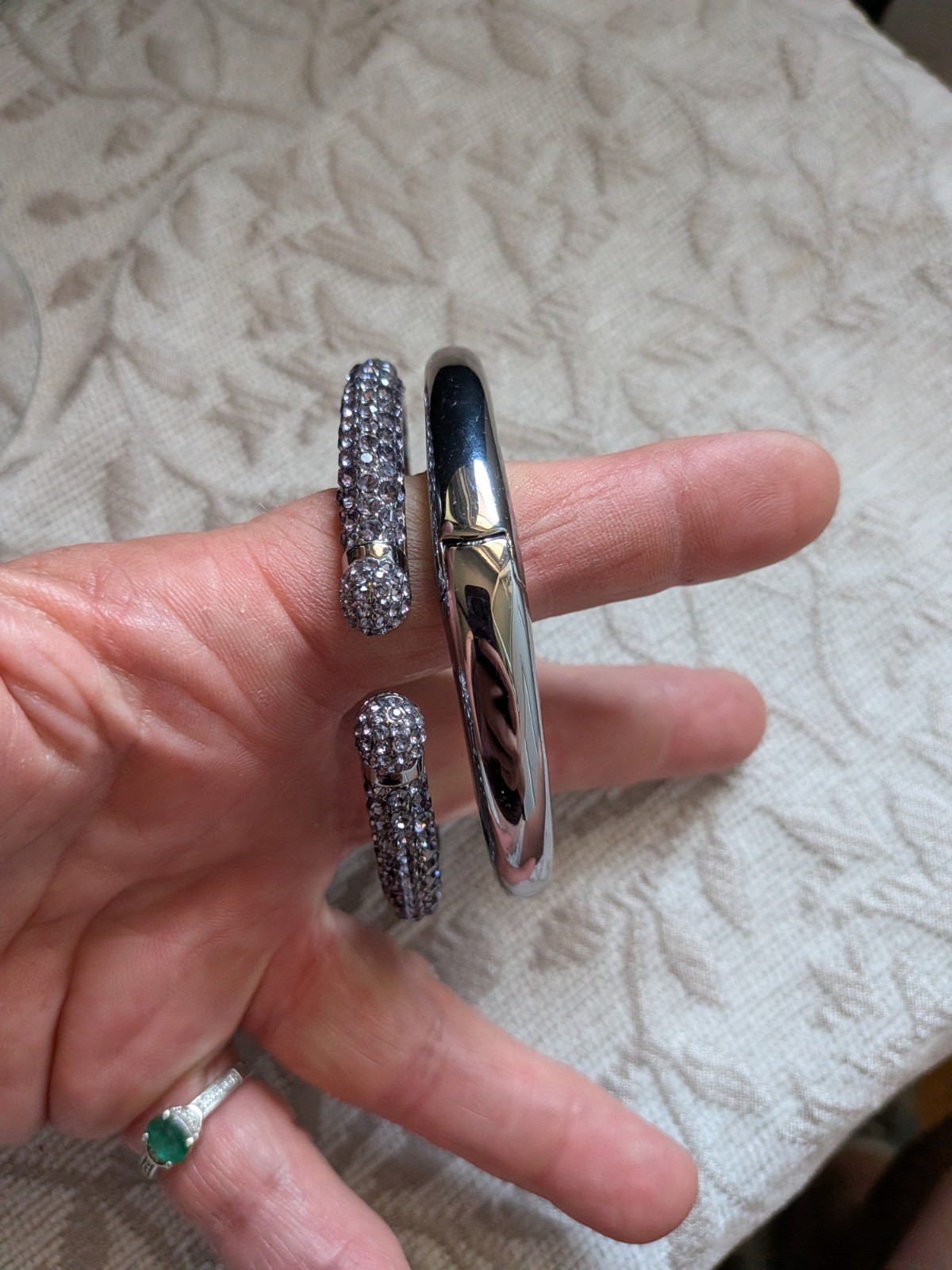 Joan Boyce HSN Kissable Micropavé Crystal Bangle Cuff Bracelets Set 2 Lavender